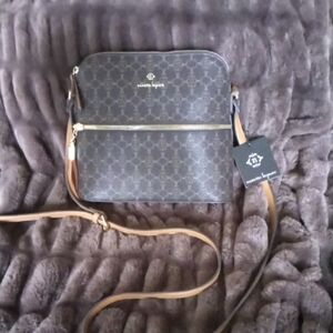 Nanete Lepore Patterned Brown and Gold Crossbody Bag
